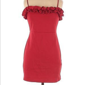 NWOT Forever 21 Red Ruffle Pleated Mini Dress Small